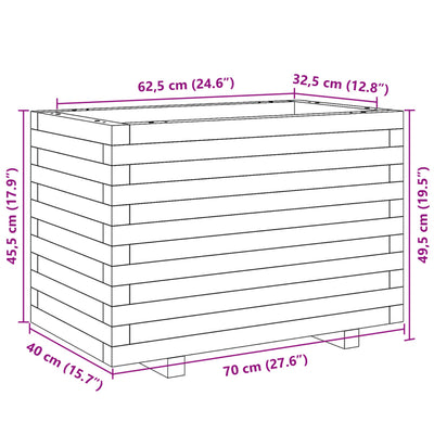 Pflanzkübel Wachsbraun 70x40x49,5 cm Massivholz Kiefer