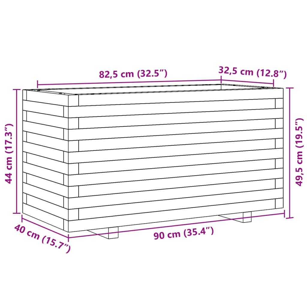 Pflanzkübel Wachsbraun 90x40x49,5 cm Massivholz Kiefer