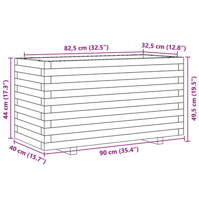 Pflanzkübel Wachsbraun 90x40x49,5 cm Massivholz Kiefer