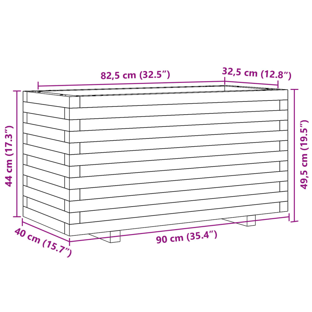 Pflanzkübel 90x40x49,5 cm Massivholz Douglasie