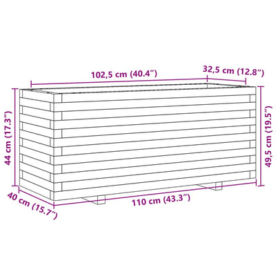 Pflanzkübel Wachsbraun 110x40x49,5 cm Massivholz Kiefer