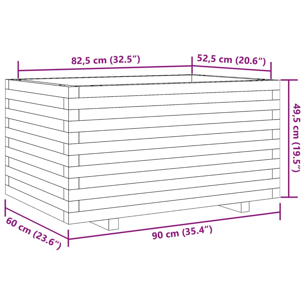 Pflanzkübel 90x60x49,5 cm Massivholz Douglasie