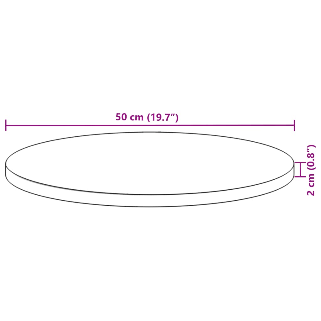 Tischplatte Rund Ø50x2 cm Massivholz Akazie