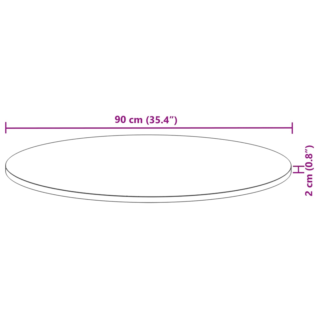 Tischplatte Rund Ø90x2 cm Massivholz Akazie