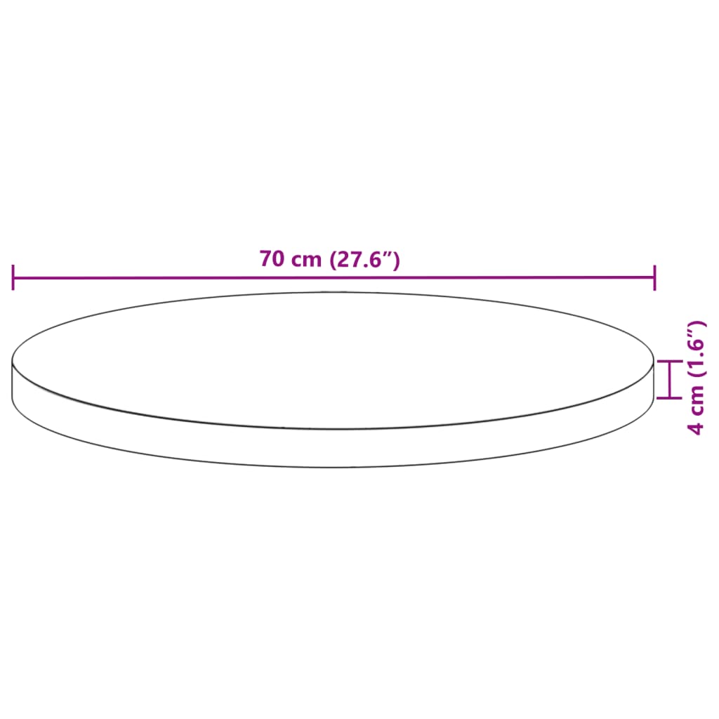 Tischplatte Rund Ø70x4 cm Massivholz Akazie