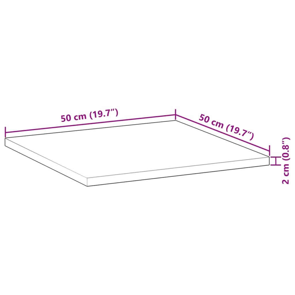 Tischplatte Quadratisch 50x50x2 cm Massivholz Akazie