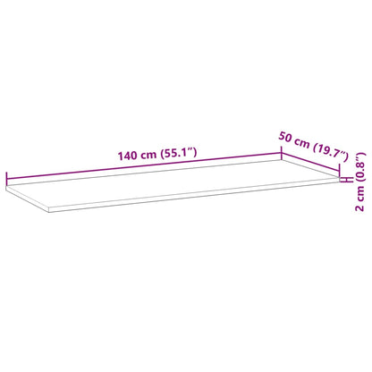 Tischplatte Rechteckig 140x50x2 cm Massivholz Akazie