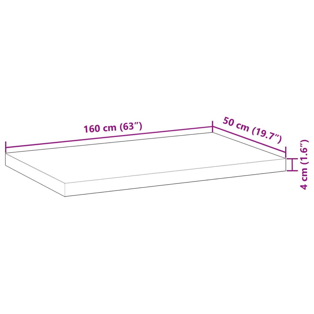 Tischplatte Rechteckig 160x50x4 cm Massivholz Akazie