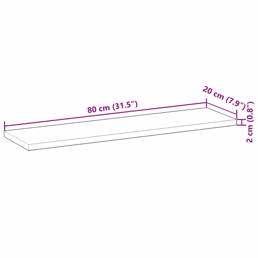 Tischplatte Rechteckig 80x20x2 cm Massivholz Akazie