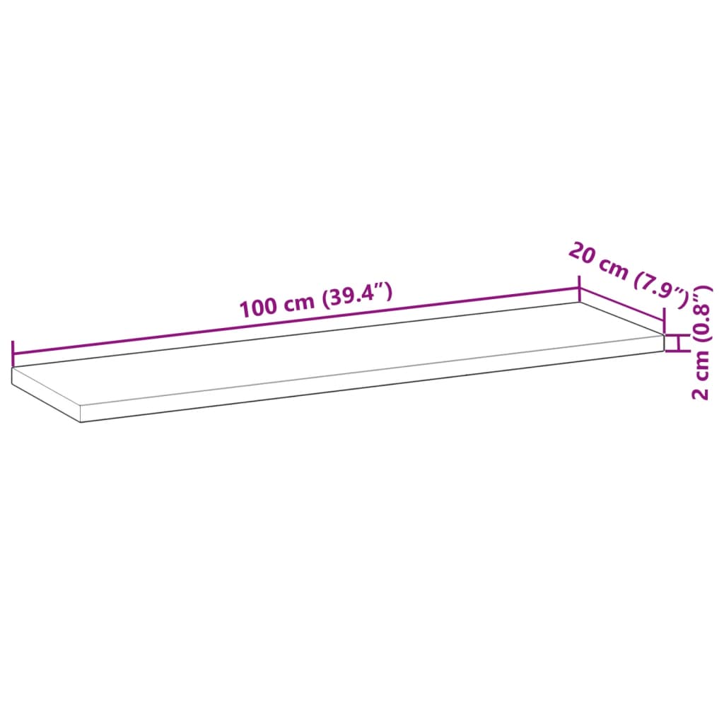 Tischplatte Rechteckig 100x20x2 cm Massivholz Akazie