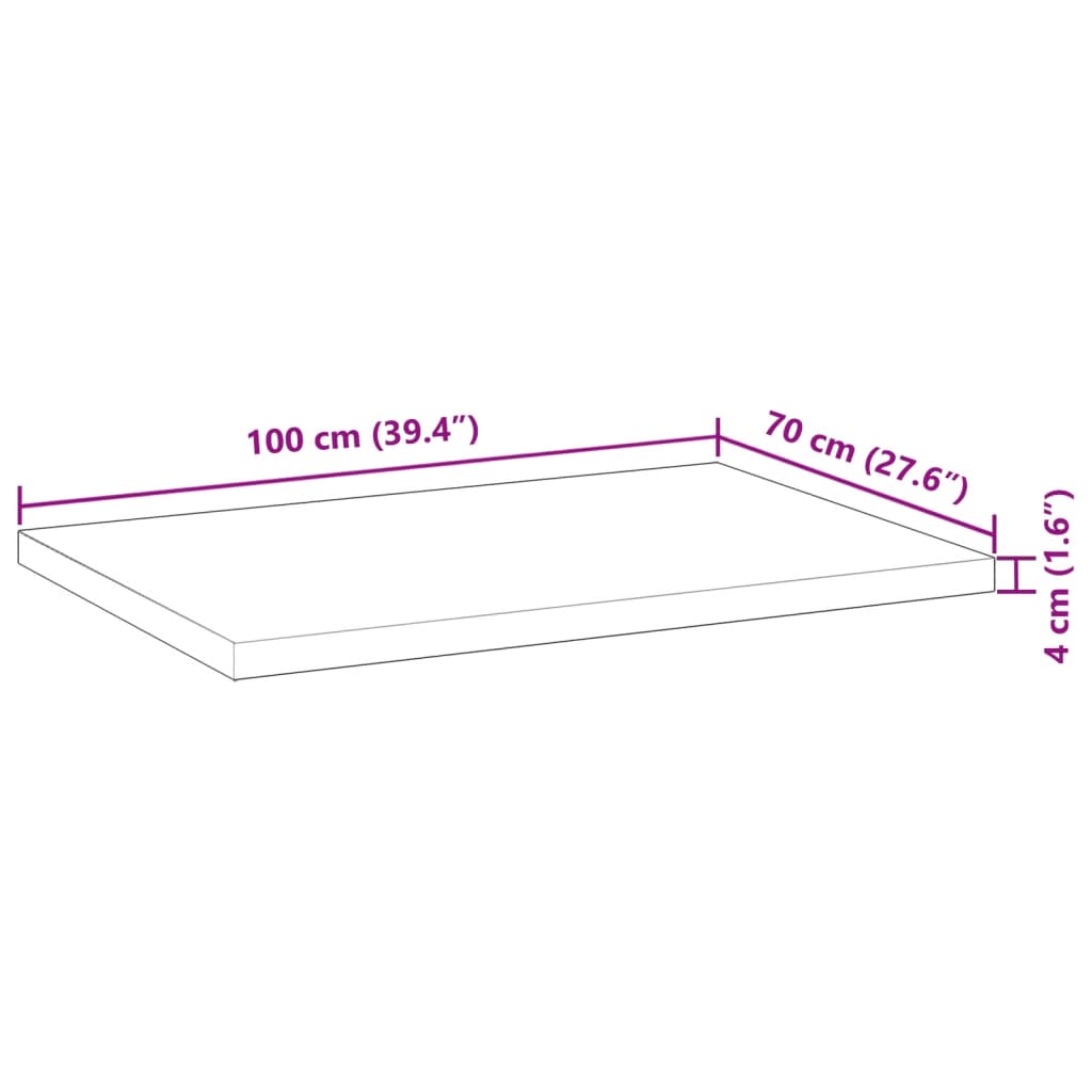 Tischplatte Rechteckig 100x70x4 cm Massivholz Akazie