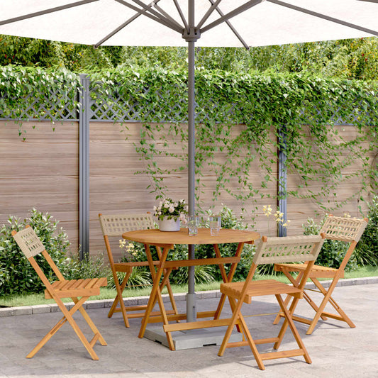 5-tlg. Garten-Essgruppe Beige Poly Rattan und Massivholz