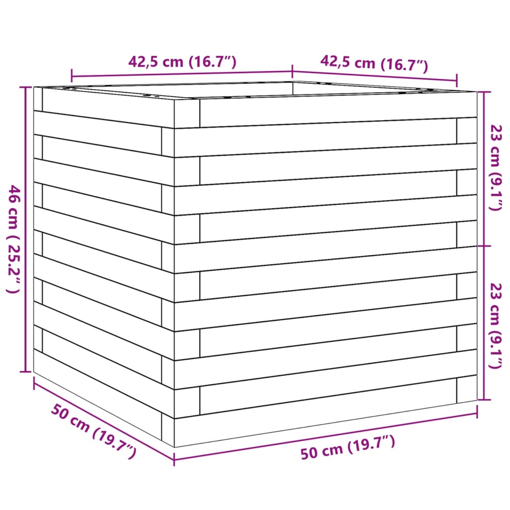 Pflanzkübel 50x50x46 cm Massivholz Douglasie