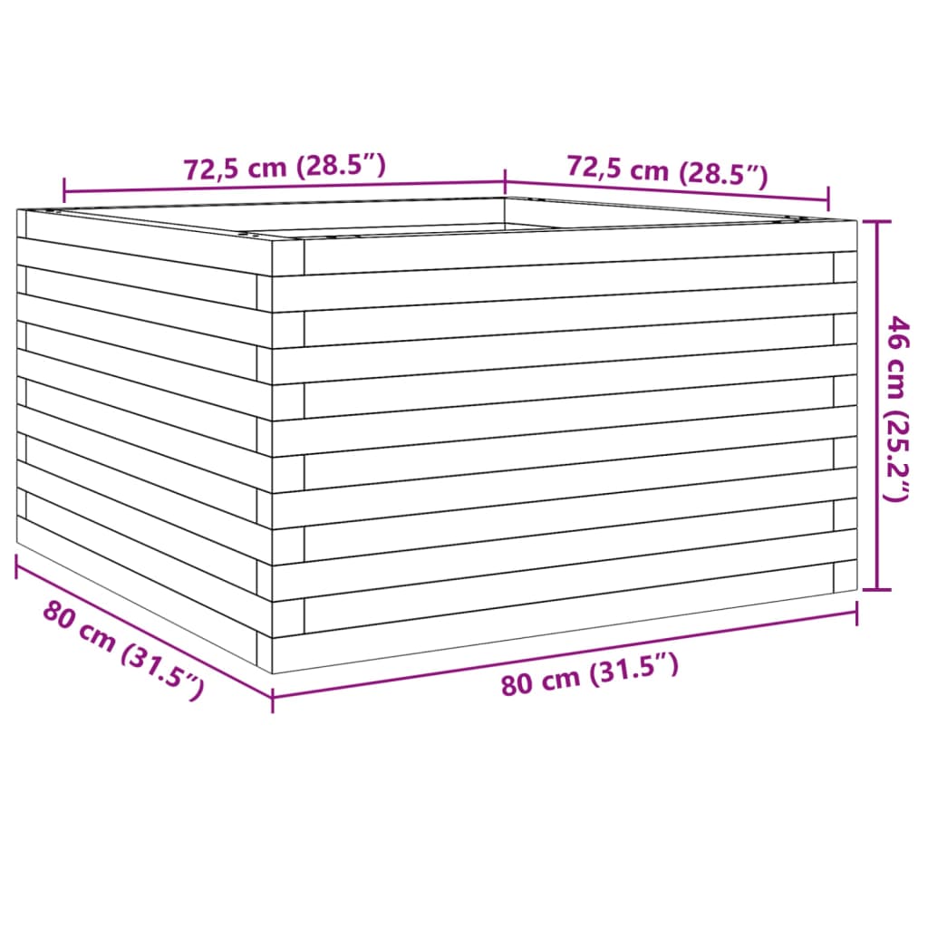 Pflanzkübel 80x80x46 cm Massivholz Douglasie