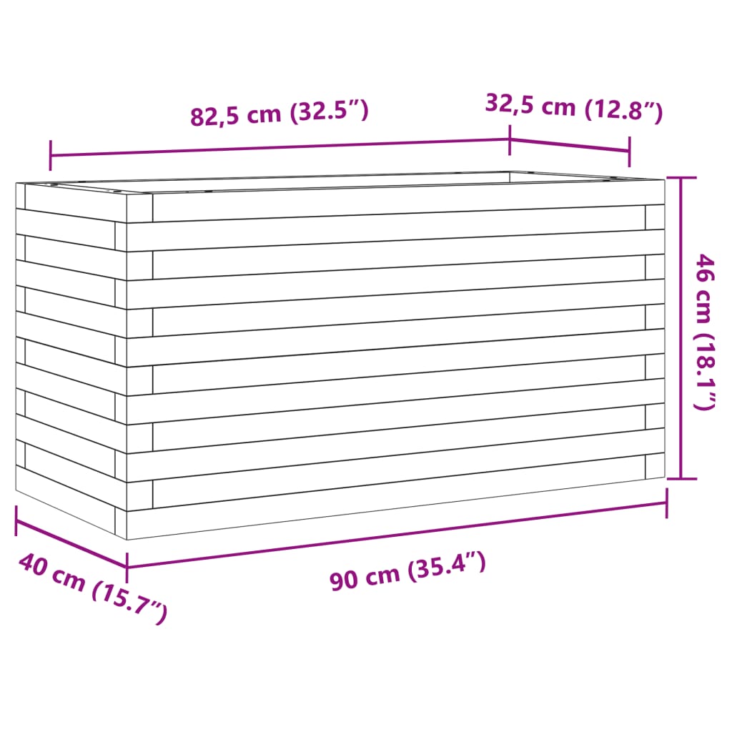 Pflanzkübel 90x40x46 cm Massivholz Douglasie