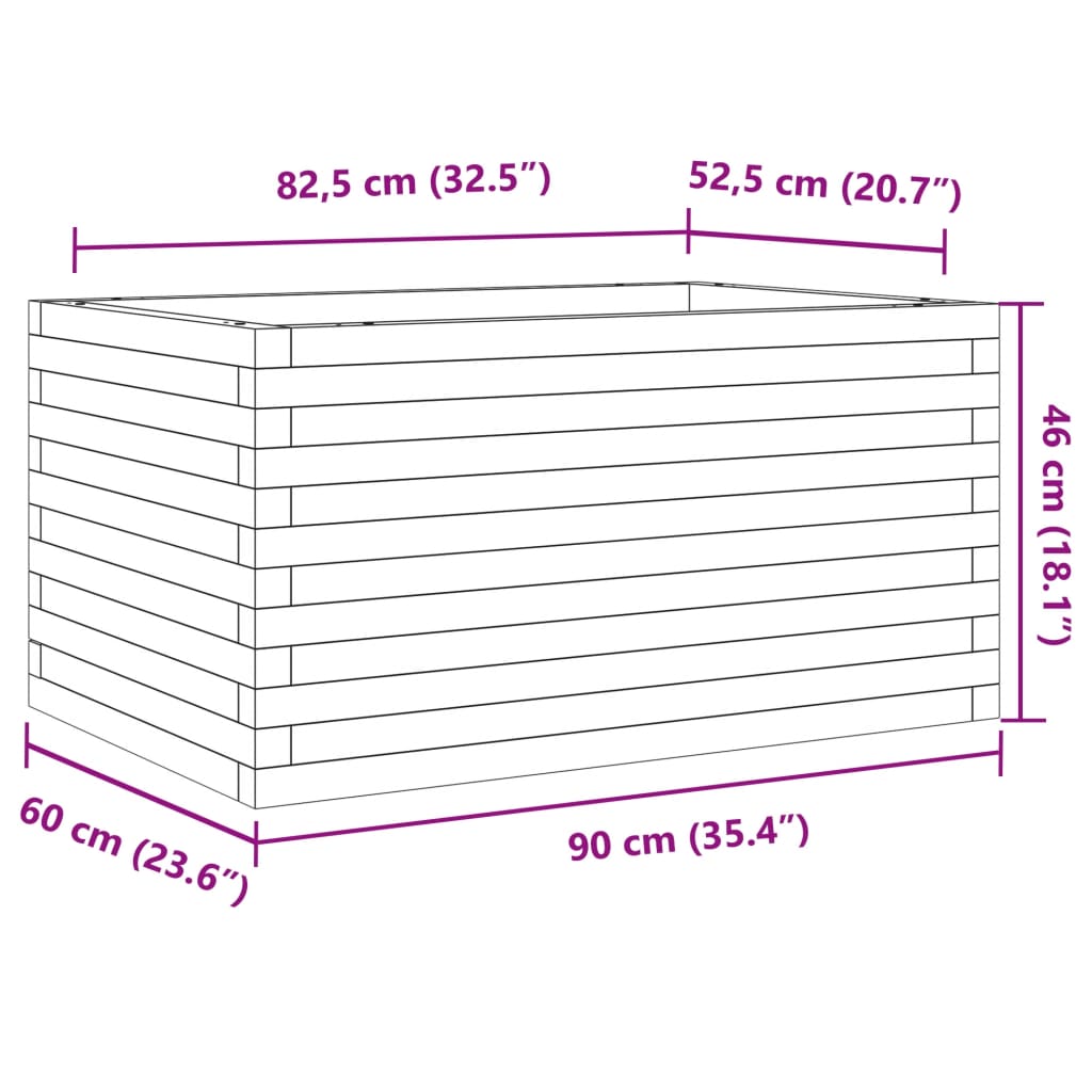 Pflanzkübel 90x60x46 cm Massivholz Douglasie