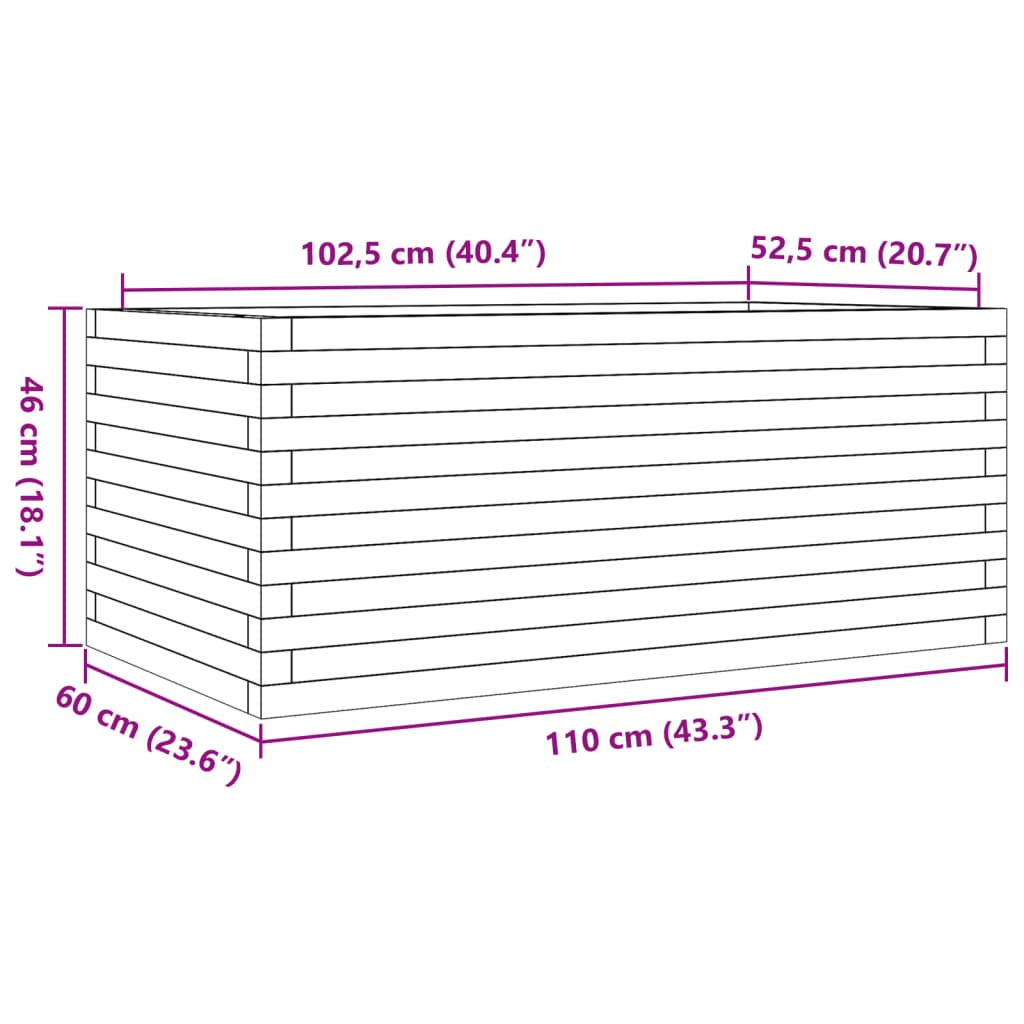 Pflanzkübel 110x60x46 cm Massivholz Douglasie