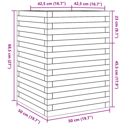 Pflanzkübel Wachsbraun 50x50x68,5 cm Massivholz Kiefer