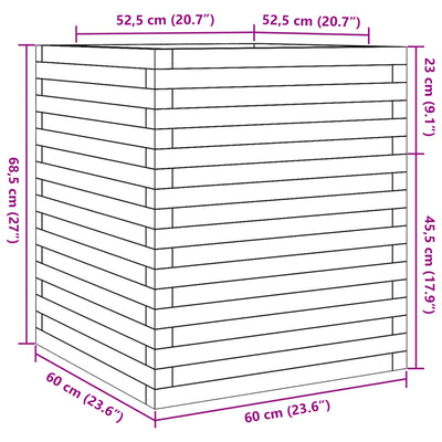 Pflanzkübel Wachsbraun 60x60x68,5 cm Massivholz Kiefer