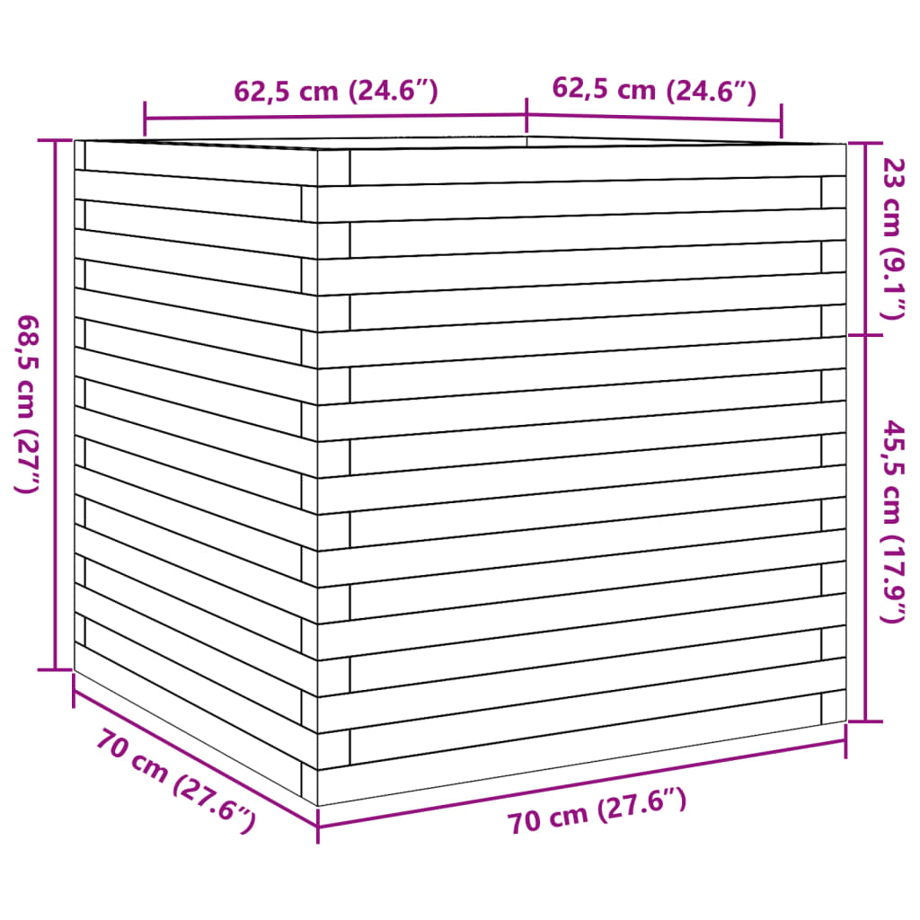 Pflanzkübel 70x70x68,5 cm Massivholz Kiefer