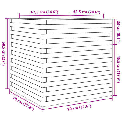 Pflanzkübel 70x70x68,5 cm Massivholz Kiefer