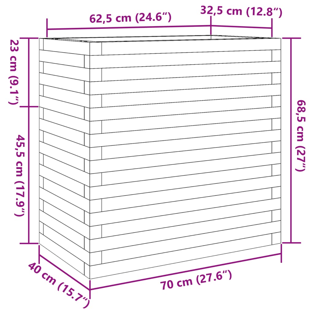 Pflanzkübel Wachsbraun 70x40x68,5 cm Massivholz Kiefer