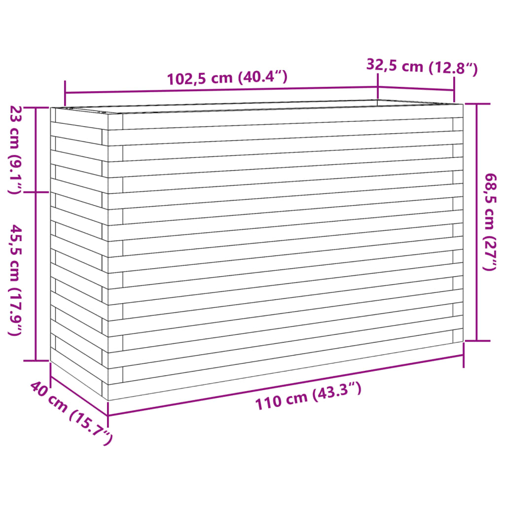 Pflanzkübel 110x40x68,5 cm Massivholz Douglasie