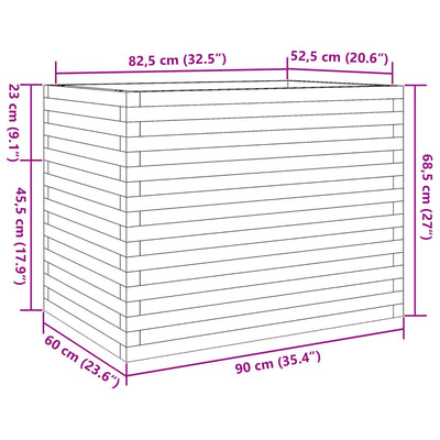 Pflanzkübel Wachsbraun 90x60x68,5 cm Massivholz Kiefer