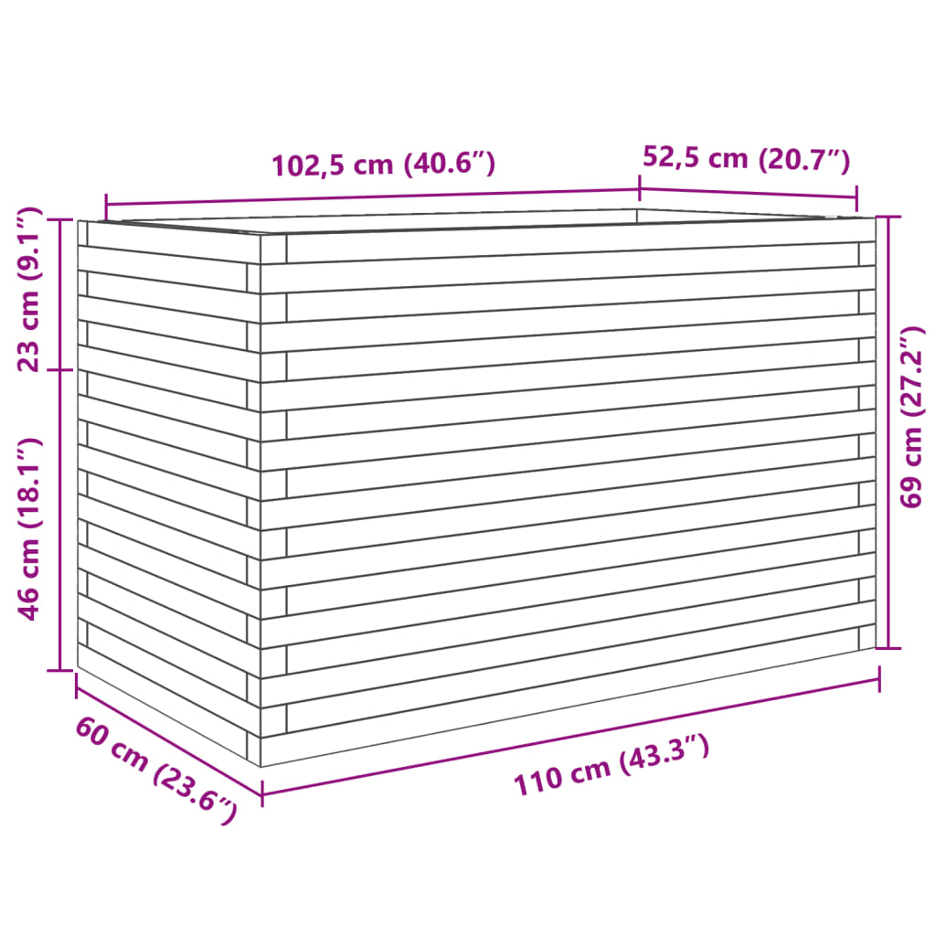 Pflanzkübel 110x60x68,5 cm Massivholz Douglasie