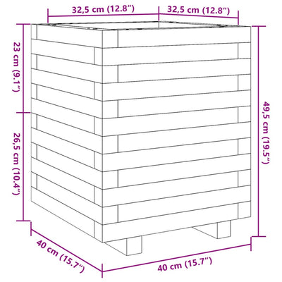 Pflanzkübel Wachsbraun 40x40x49,5 cm Massivholz Kiefer