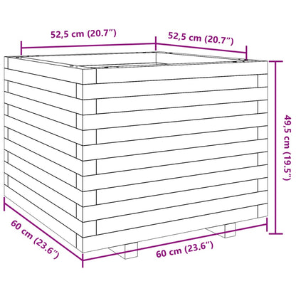 Pflanzkübel Wachsbraun 60x60x49,5 cm Massivholz Kiefer