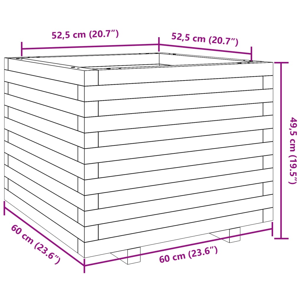 Pflanzkübel 60x60x49,5 cm Kiefernholz Imprägniert