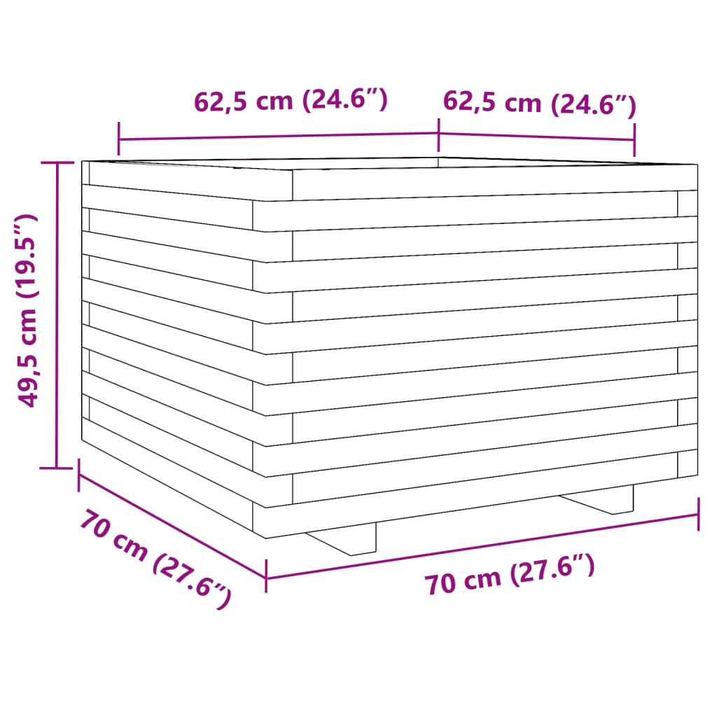 Pflanzkübel 70x70x49,5 cm Kiefernholz Imprägniert