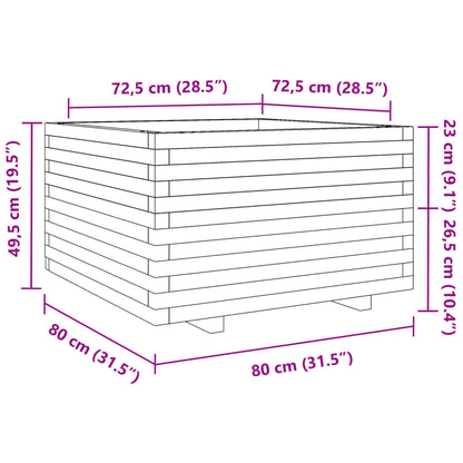 Pflanzkübel Weiß 80x80x49,5 cm Massivholz Kiefer