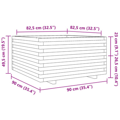 Pflanzkübel 90x90x49,5 cm Massivholz Kiefer