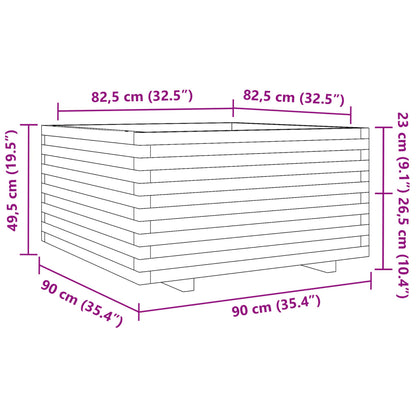 Pflanzkübel Wachsbraun 90x90x49,5 cm Massivholz Kiefer