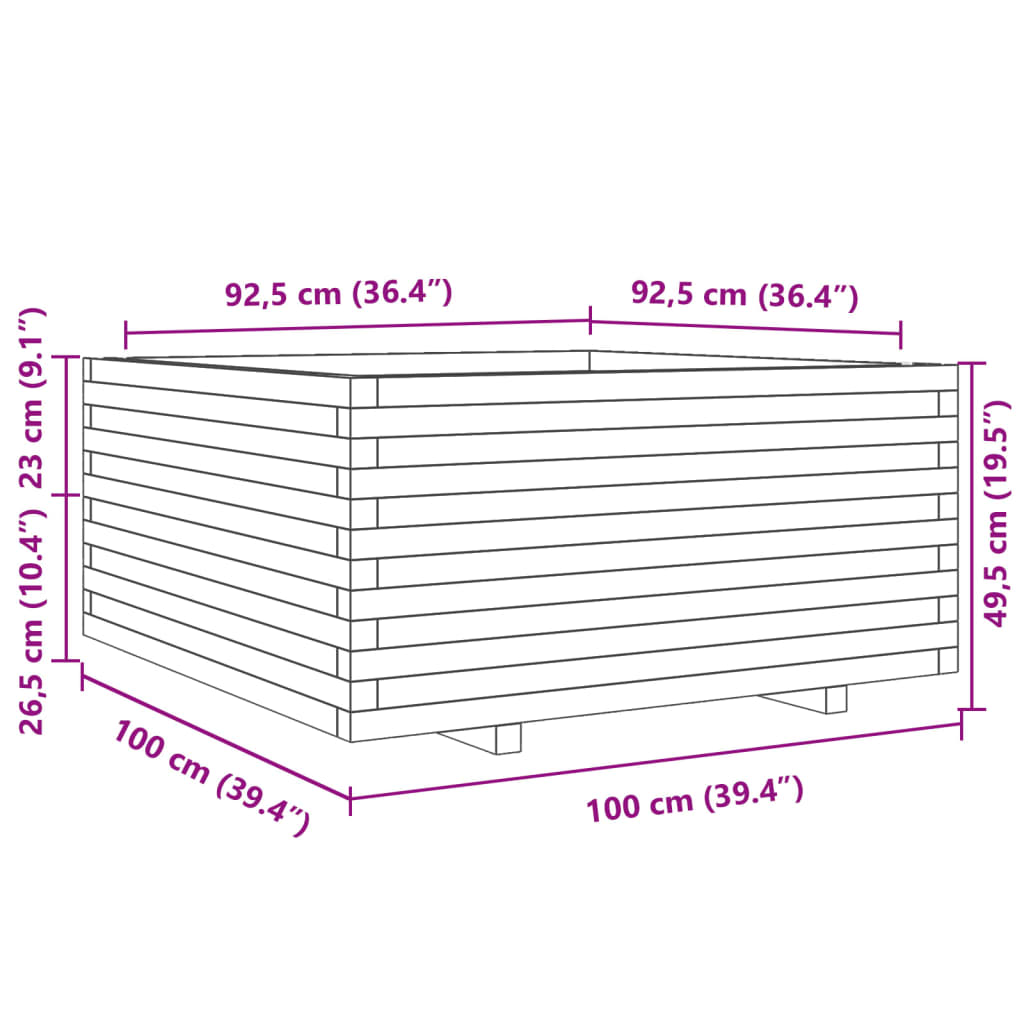 Pflanzkübel 100x100x49,5 cm Massivholz Douglasie