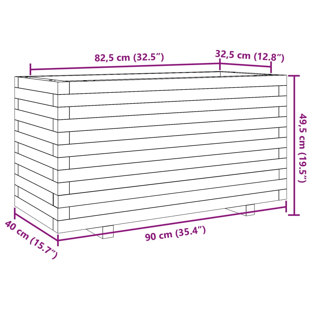 Pflanzkübel Wachsbraun 90x40x49,5 cm Massivholz Kiefer