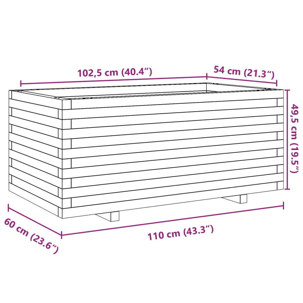 Pflanzkübel Wachsbraun 110x60x49,5 cm Massivholz Kiefer