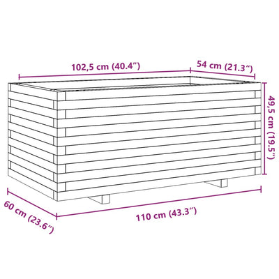 Pflanzkübel Wachsbraun 110x60x49,5 cm Massivholz Kiefer