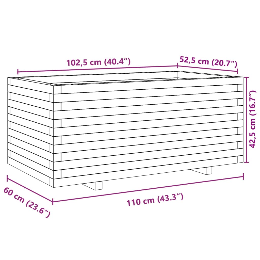 Pflanzkübel 110x60x49,5 cm Kiefernholz Imprägniert