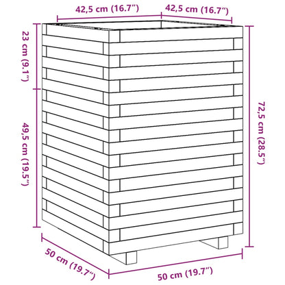 Pflanzkübel Wachsbraun 50x50x72,5 cm Massivholz Kiefer