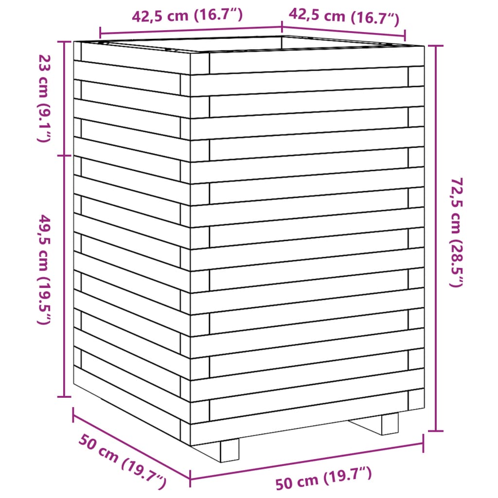 Pflanzkübel 50x50x72,5 cm Massivholz Douglasie