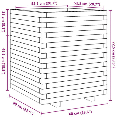 Pflanzkübel Wachsbraun 60x60x72,5 cm Massivholz Kiefer