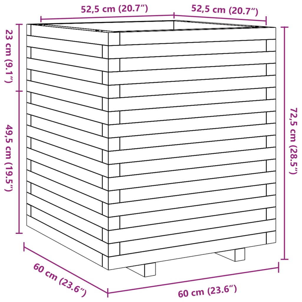 Pflanzkübel 60x60x72,5 cm Kiefernholz Imprägniert