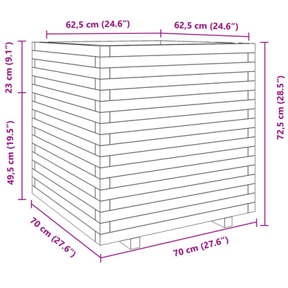 Pflanzkübel Wachsbraun 70x70x72,5 cm Massivholz Kiefer