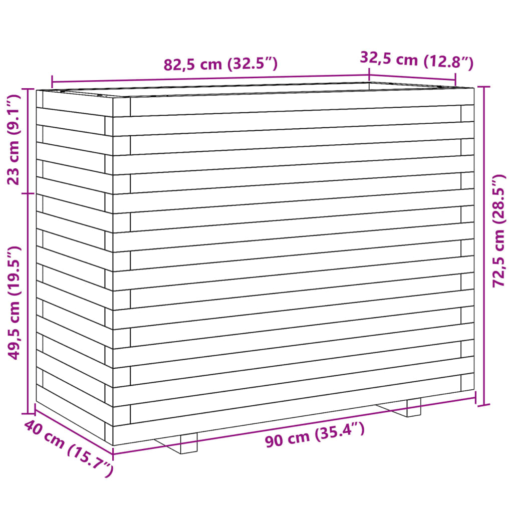 Pflanzkübel 90x40x72,5 cm Massivholz Douglasie