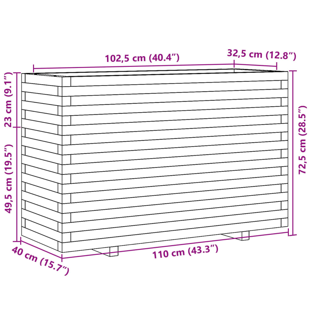 Pflanzkübel 110x40x72,5 cm Massivholz Douglasie