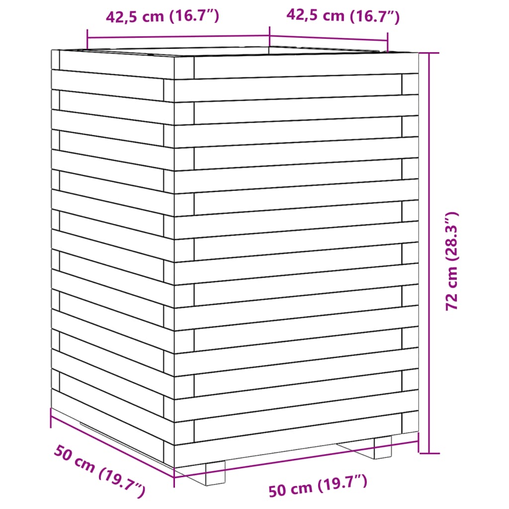 Pflanzkübel 50x50x72 cm Massivholz Douglasie