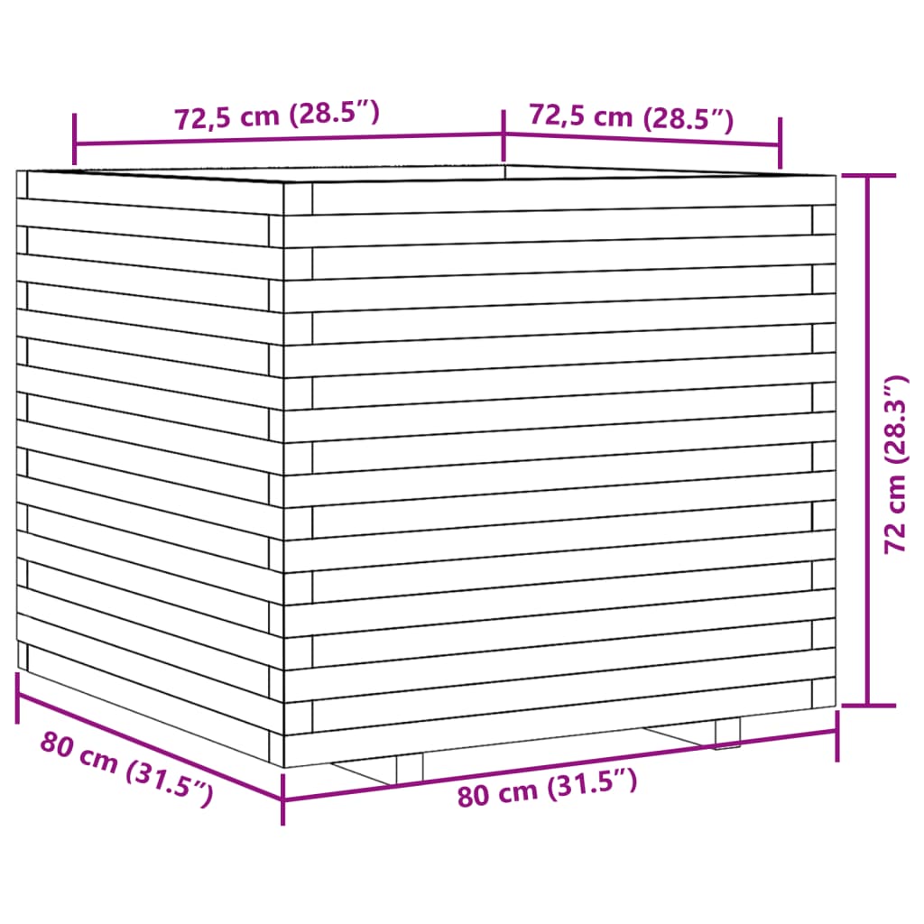 Pflanzkübel 80x80x72 cm Massivholz Douglasie